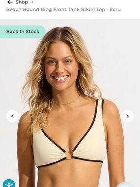 Seafolly From Australia Erku Ring Front Tank Bikini Top Size 12 (USA) NEVER WORN